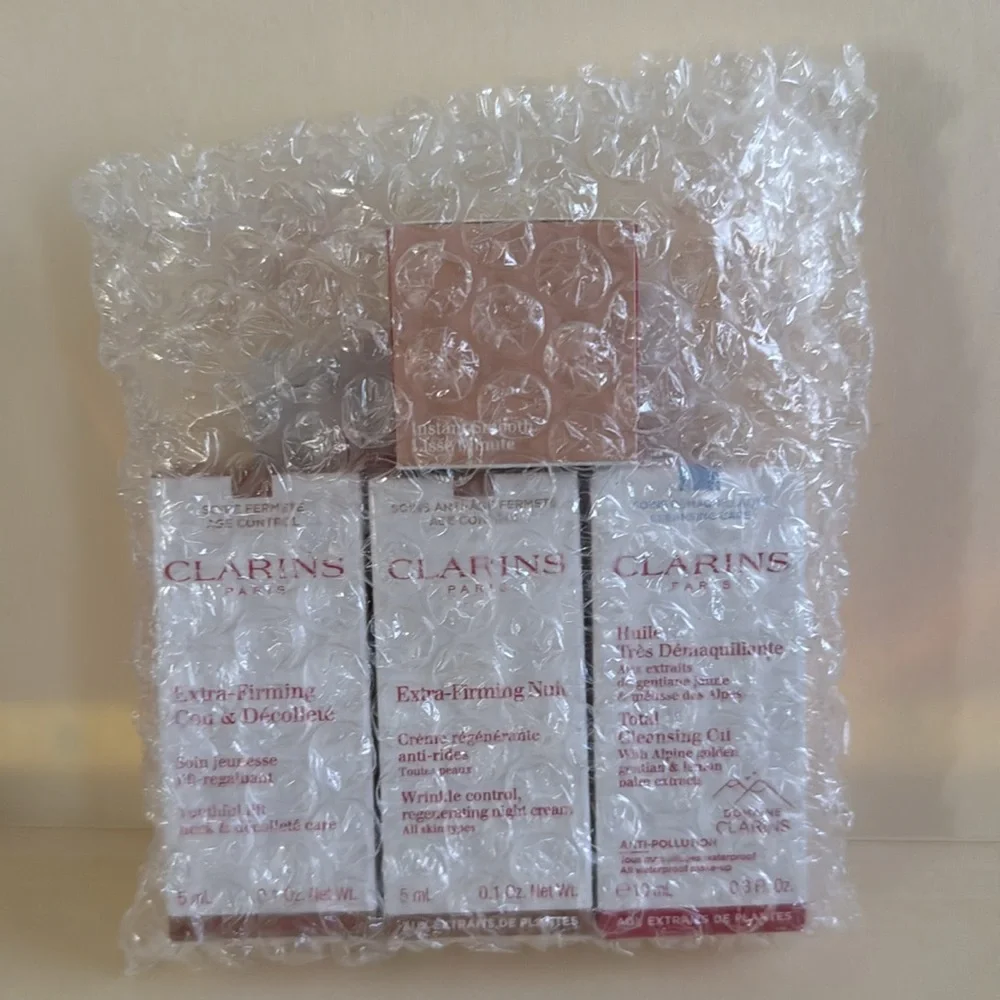 CLARINS 5p Skincare Travel Cleansing Oil Firming Neck Chest Night Primer $60